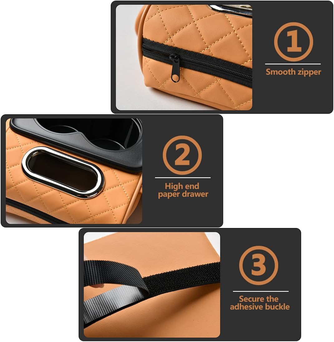 🚗5-in-1 car armrest pad with 2 storage pockets | cup holder | tissue box slot | phone slot