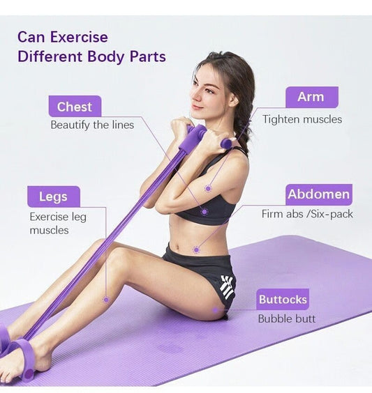 🏃‍♀️ 💪 Fitness Resistance Bands-4 Tube Pedal Ankle Puller 🏃‍♀️